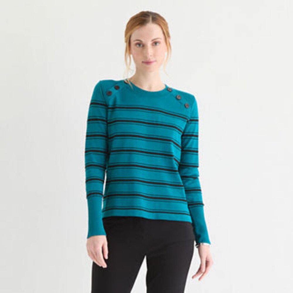 NWT Liz Claiborne Women's Crew Neck Long Sleeve Pullover Sweater
